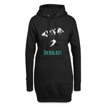 Skifahren - Der Berg ruft - Hoodie-Kleid - Schwarz - Vorne