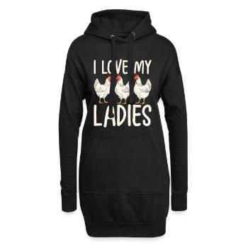 Ich liebe meine Hühner Damen - Hoodie-Kleid - Schwarz - Vorne