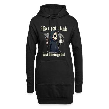 Ich mag meinen Kaffee schwarz, genau wie meine Seele - Hoodie-Kleid - Schwarz - Vorne
