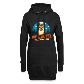 Nebenquest: Ball werfen | Hund Apportieren - Hoodie-Kleid - Schwarz - Vorne