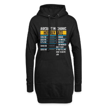 Technicien d’aéronef Taux horaire Avion Avion - Sweat-shirt à capuche long Femme - noir - Devant