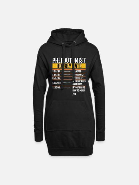 Phlebotomie Stundensatz Phlebotomie Männer Frauen - Hoodie-Kleid - Schwarz