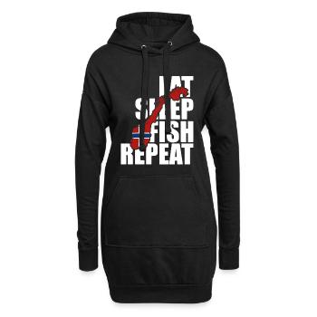 Norway Fishing Eat, Sleep, Fish, Repeat - Angler - Hoodie-Kleid - Schwarz - Vorne