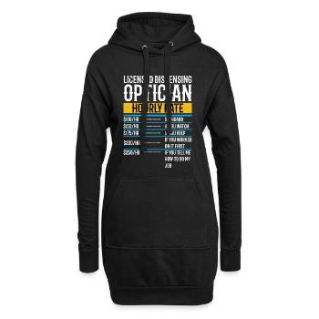 Opticien d’ordonnances agréé Vintage Taux horaire - Sweat-shirt à capuche long Femme - noir - Devant