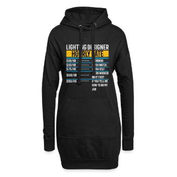 Lichtdesigner Stundensatz Lustige Beleuchtung - Hoodie-Kleid - Schwarz - Vorne
