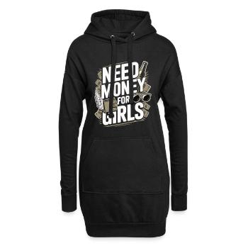 Need Money for Girls – Party & Cash Humor - Hoodie-Kleid - Schwarz - Vorne