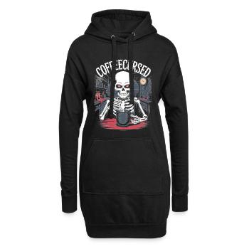Kaffee Verfluchtes Skelett Brauen Gruseliges Halloween - Hoodie-Kleid - Schwarz - Vorne