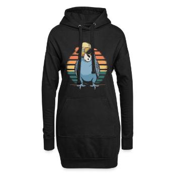Perruche colorée - Sweat-shirt à capuche long Femme - noir - Devant