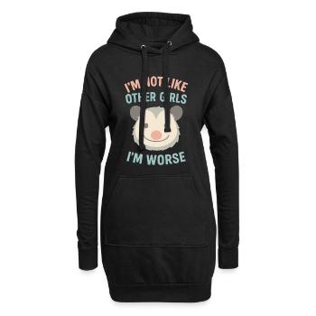 Ich bin nicht wie andere Mädchen, ich bin schlimmer Opossum-Humor - Hoodie-Kleid - Schwarz - Vorne
