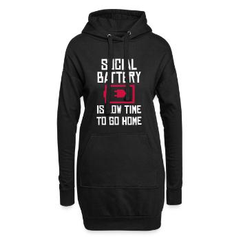 Social Battery: Zeit nach Hause - Hoodie-Kleid - Schwarz - Vorne