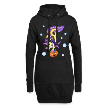Halloween Axolotl Witch Pumpkin - Hoodie Dress - black - Front
