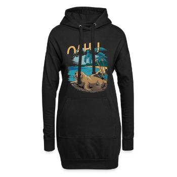 Oahu Tropical Seal Beach Scène paradisiaque - Sweat-shirt à capuche long Femme - noir - Devant