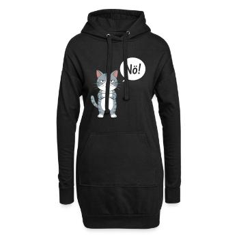 Non! Drôle de chat avec dicton - Sweat-shirt à capuche long Femme - noir - Devant