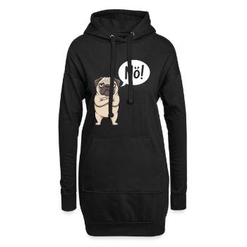 Mops Nö Lustiges Hunde Design - Hoodie-Kleid - Schwarz - Vorne