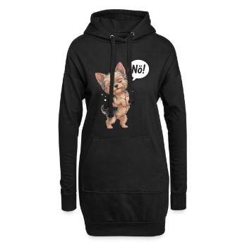 Mignon Yorkshire Terrier avec « Nope ! » Ballon - Sweat-shirt à capuche long Femme - noir - Devant