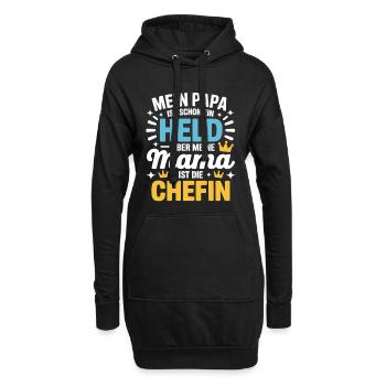 Mein Papa ist Held – aber Mama ist die Chefin - Hoodie-Kleid - Schwarz - Vorne