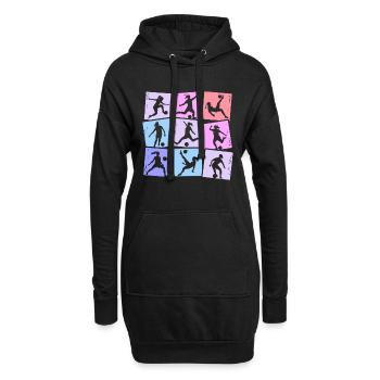 Fußball Mädchen Fußballerin Kinder Damen - Hoodie-Kleid - Schwarz - Vorne