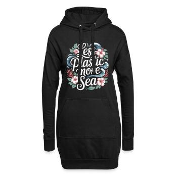 Moins de plastique, plus de mer – Design environnemental, Fleurs - Sweat-shirt à capuche long Femme - noir - Devant