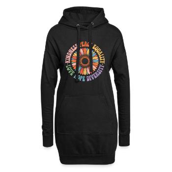 Gentillesse Paix Egalité Amour Espoir Diversité - Sweat-shirt à capuche long Femme - noir - Devant