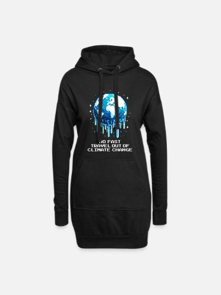No fast travel out of the climate crisis | Climate - Hoodie Dress - black