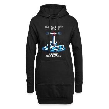Événement mondial : le niveau de la mer monte | Climat - Sweat-shirt à capuche long Femme - noir - Devant