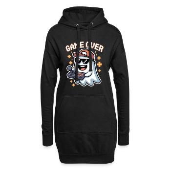 Retro Gamer Halloween Fantôme - Sweat-shirt à capuche long Femme - noir - Devant
