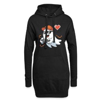 Retro Gamer Halloween Fantôme - Sweat-shirt à capuche long Femme - noir - Devant