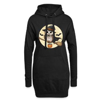 Mignon hibou sorcière Halloween - Sweat-shirt à capuche long Femme - noir - Devant