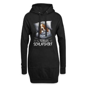 Cuddly Dream Chemise de nuit Basset Chien - Sweat-shirt à capuche long Femme - noir - Devant