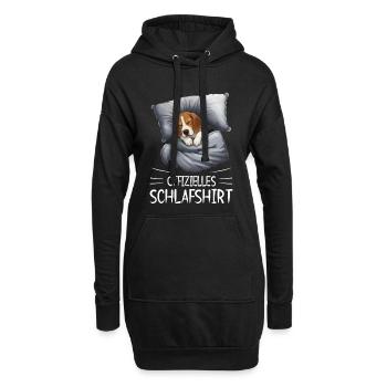 Beagle Chemise de nuit Couverture câline - Sweat-shirt à capuche long Femme - noir - Devant