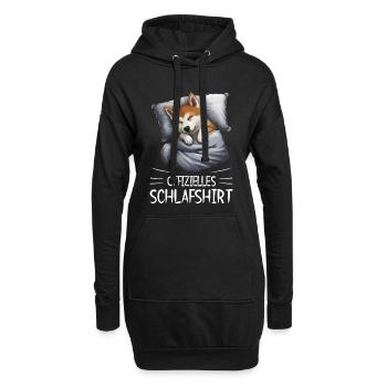 Schlafender Corgi Akita Hund Kuschelshirt - Hoodie-Kleid - Schwarz - Vorne