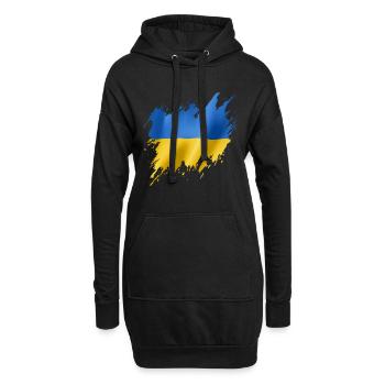 Flagge der Ukraine, zerrissener Stil - Hoodie-Kleid - Schwarz - Vorne