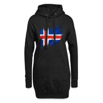 Drapeau islandais, style déchiré - Sweat-shirt à capuche long Femme - noir - Devant