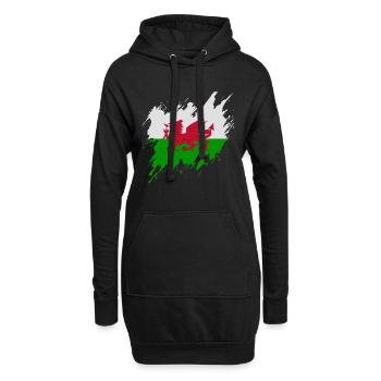 Drapeau du Pays de Galles, style déchiré - Sweat-shirt à capuche long Femme - noir - Devant
