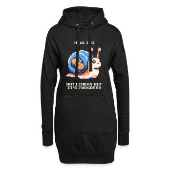 Heilung ist nicht linear | Fortschritt, Genesung - Hoodie-Kleid - Schwarz - Vorne