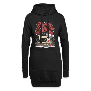 Merry Quiltmas Couture festive Père Noël Noël - Sweat-shirt à capuche long Femme - noir - Devant