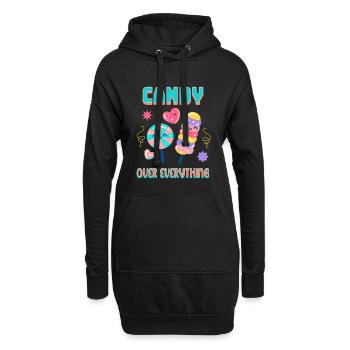 Süß Frech Zuckersüchtig Mode - Hoodie-Kleid - Schwarz - Vorne