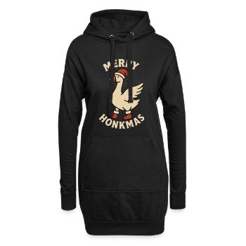Oie Noël Drôle Père Noël Merry Honkmas - Sweat-shirt à capuche long Femme - noir - Devant