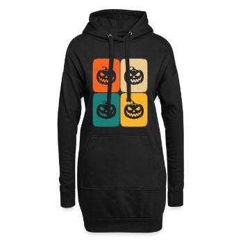 Halloween Rétro Citrouille Joyeux Effrayant - Sweat-shirt à capuche long Femme - noir - Devant
