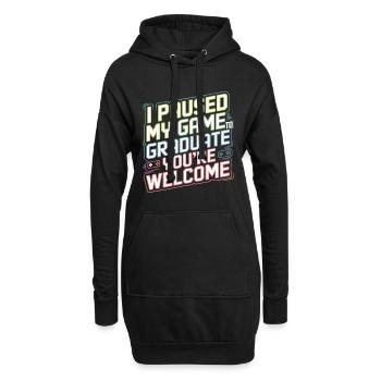 T-shirt gamer – J’ai mis mon jeu en pause pour obtenir mon diplôme - Sweat-shirt à capuche long Femme - noir - Devant