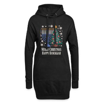 Merry Christmas Happy Hanukkah Shirt - Hoodie-Kleid - Schwarz - Vorne