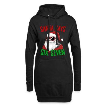 Drôle Père Noël dit six sept Noël humour Noël - Sweat-shirt à capuche long Femme - noir - Devant