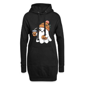 Geist Kürbis Gewürz Latte Halloween Spaß - Hoodie-Kleid - Schwarz - Vorne