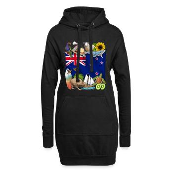 Neuseeländischer Stolz - Hoodie-Kleid - Schwarz - Vorne