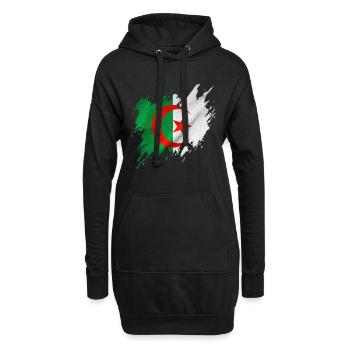 Drapeau de l’Algérie, style déchiré - Sweat-shirt à capuche long Femme - noir - Devant