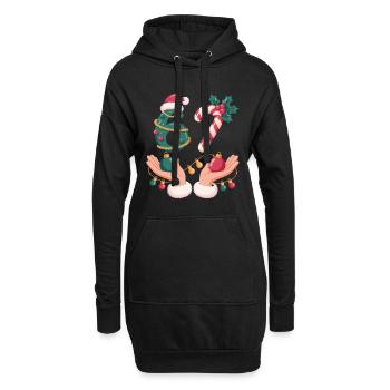 6 7 Weihnachts Shirt für Festtage mit Zuckerstange - Hoodie-Kleid - Schwarz - Vorne