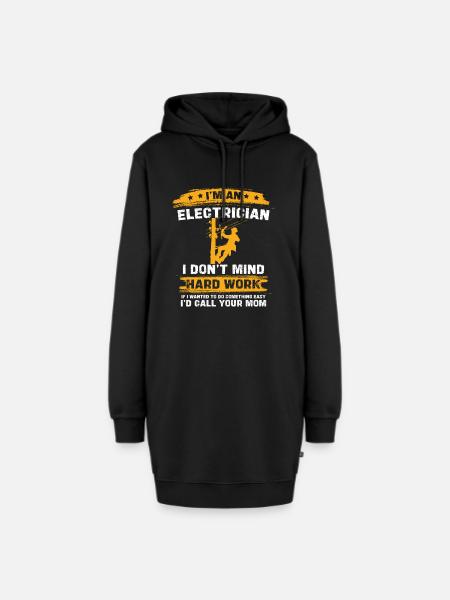 Ich bin Elektriker harter Job Spruch - Hoodie-Kleid - Schwarz