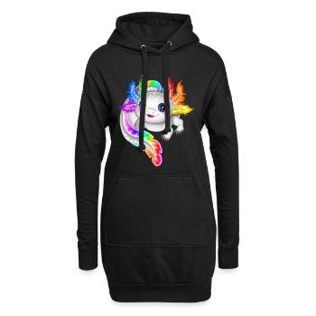 Regenbogen bunter Axolotl - Hoodie-Kleid - Schwarz - Vorne