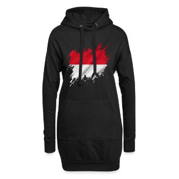 Drapeau indonésien, style déchiré - Sweat-shirt à capuche long Femme - noir - Devant