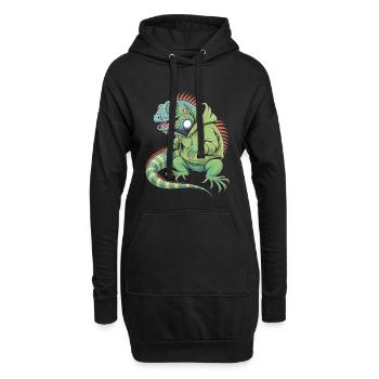 Cooler Leguan Mit Hoodie - Hoodie-Kleid - Schwarz - Vorne